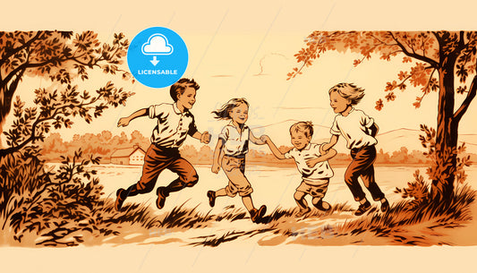 A Group Of Children Running