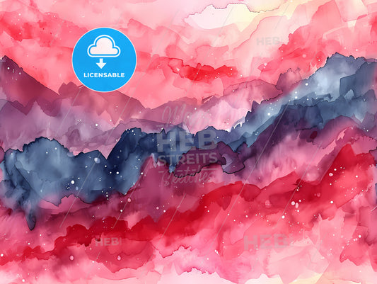 Smooth Gradient Pink Watercolor, A Colorful Painting Of Mountains