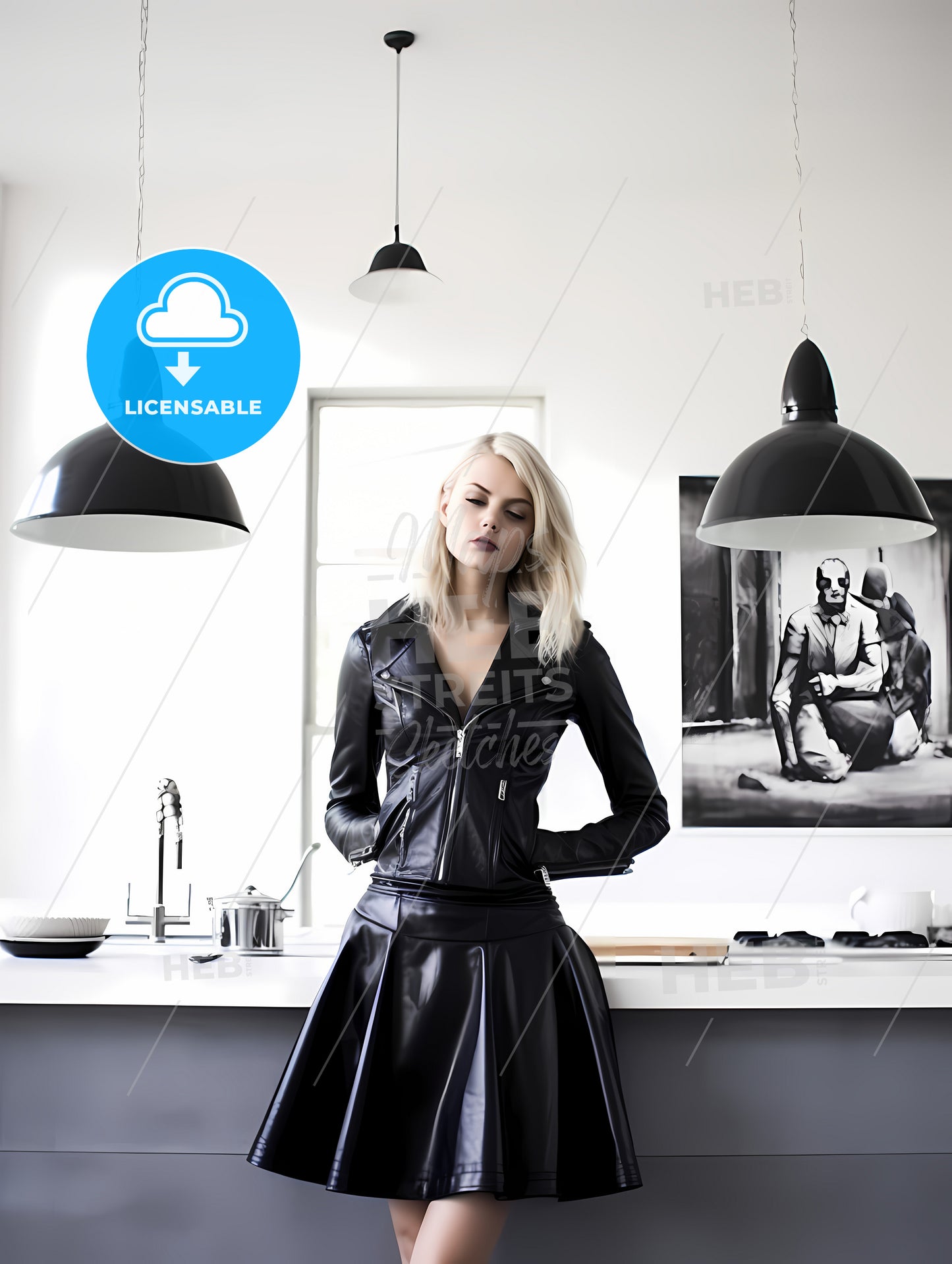 Leather Goddess In A Tres Chic Kitchen, A Woman In A Black Leather Jacket