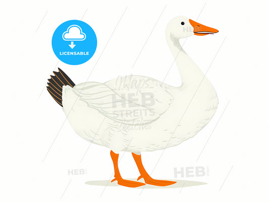 Cartoon Goose, A White Goose With Orange Feet