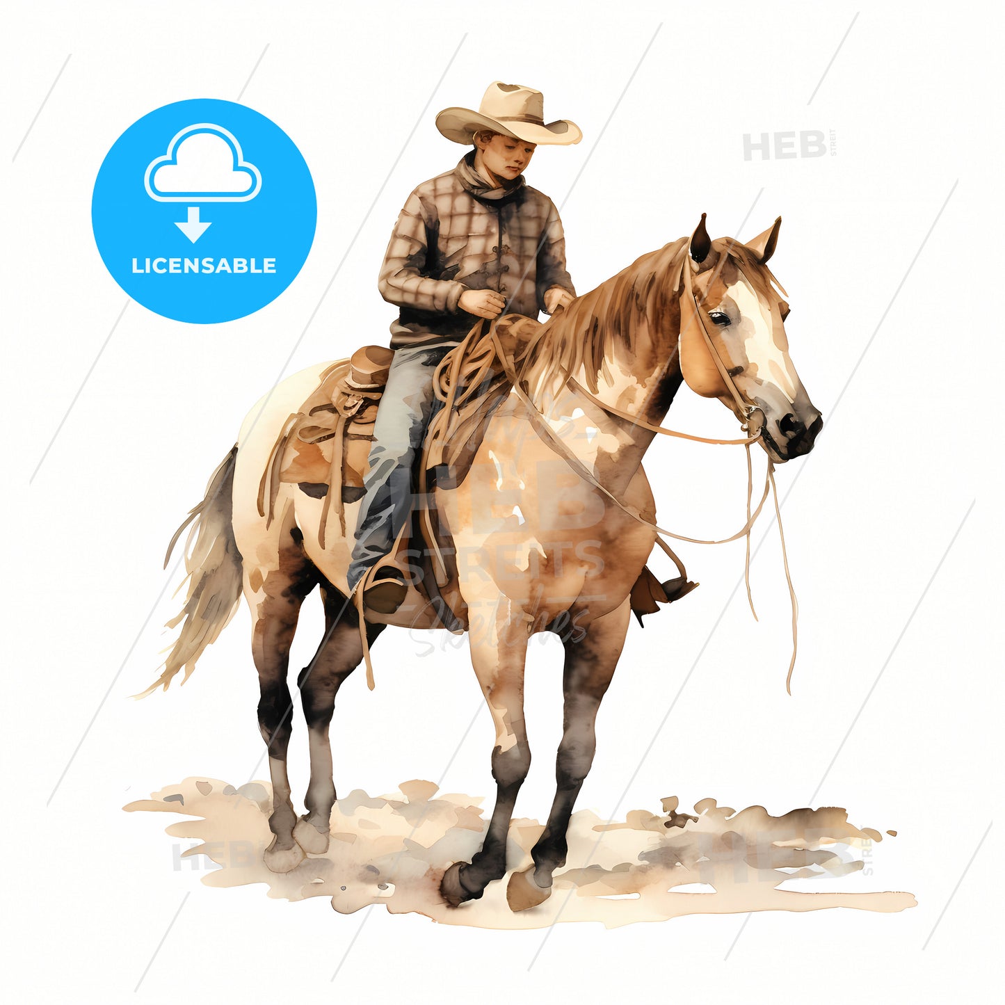 Closeup Of Cowboy Saddling A Horse, A Man Riding A Horse