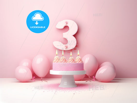 Background Cupcake, A Cake With Candles On It And Balloons Around It