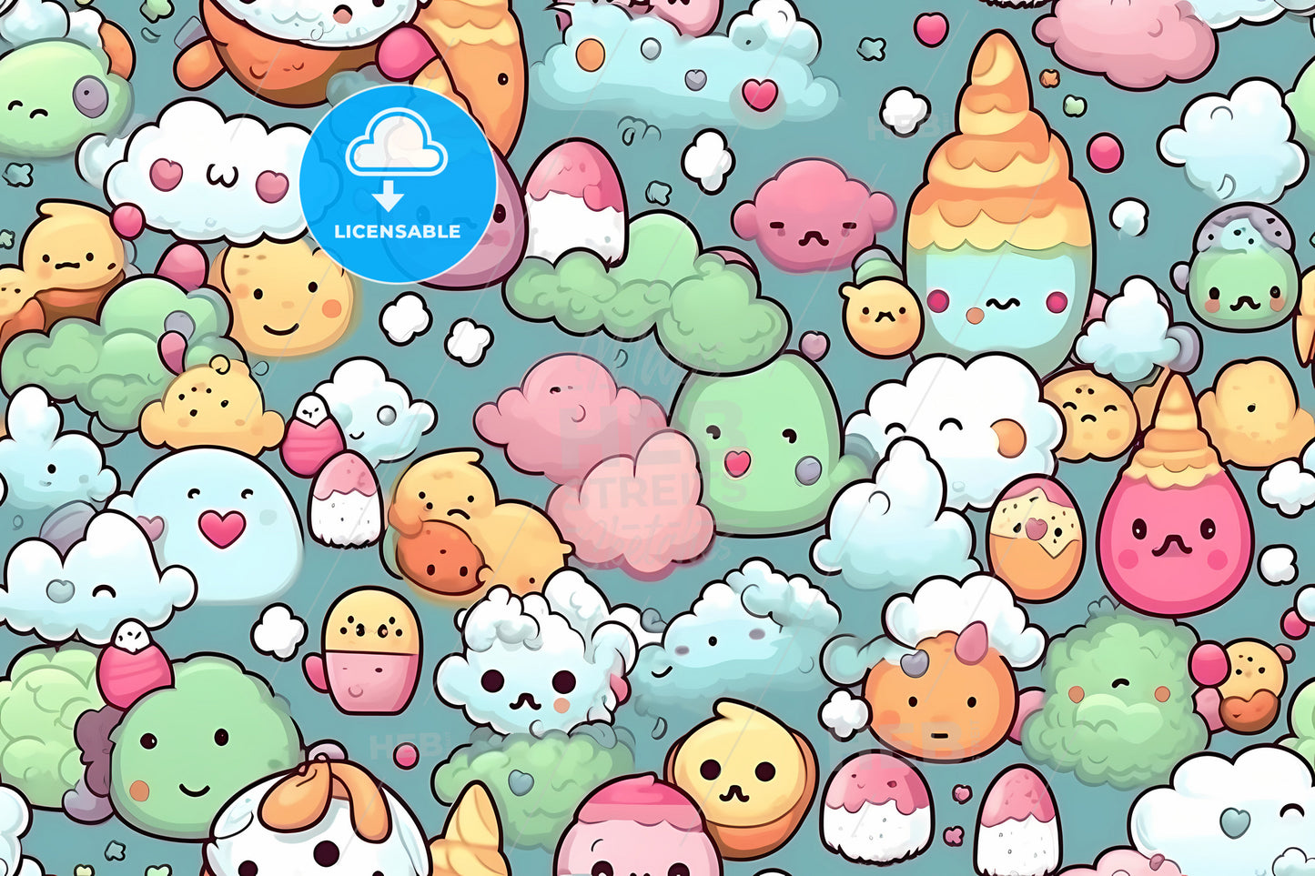 Fantasy Background, A Pattern Of Cartoon Characters