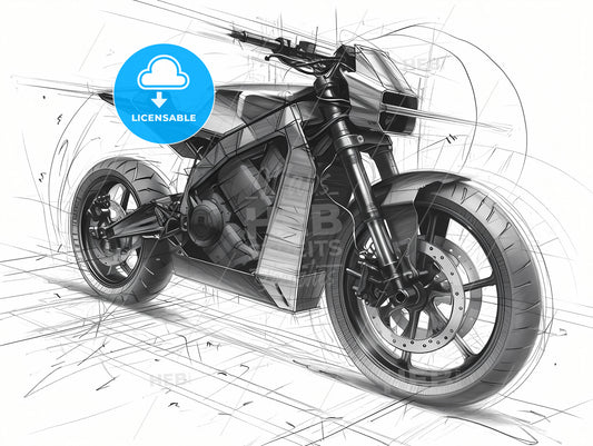 Moped Bike Industrial Design Sketch, A Drawing Of A Motorcycle