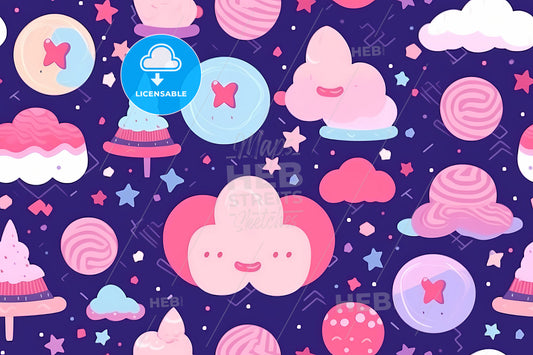 Fantasy Background, A Pattern Of Cartoon Objects