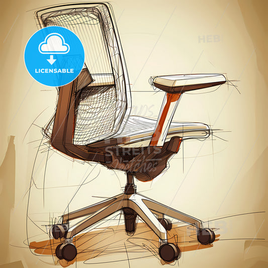 Sketch Of Office Chair, A Drawing Of A Chair