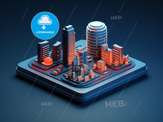 Business Models Icon In 3D Style, A Model Of A City