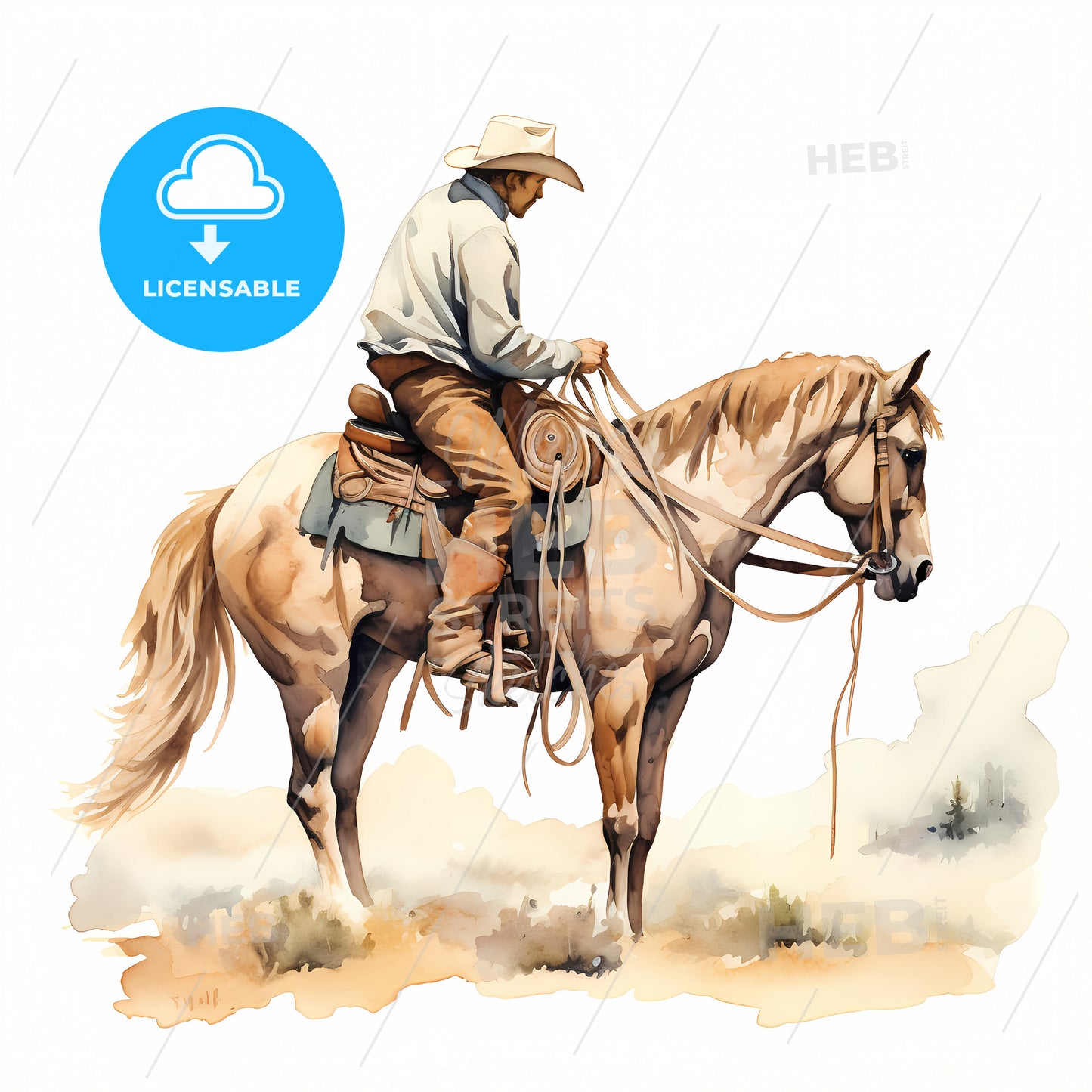 Closeup Of Cowboy Saddling A Horse, A Man Riding A Horse