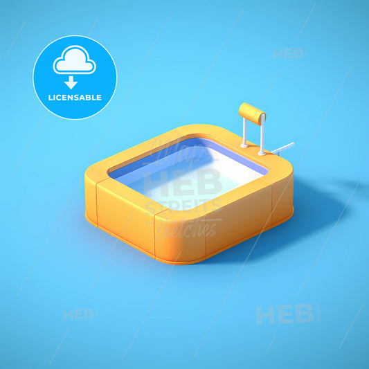 Power Shot Of Tiny Swiming Pool Icon, A Small Square Pool With A Handle