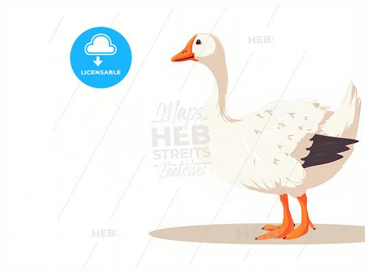 Cartoon Goose, A White Goose With Orange Beak