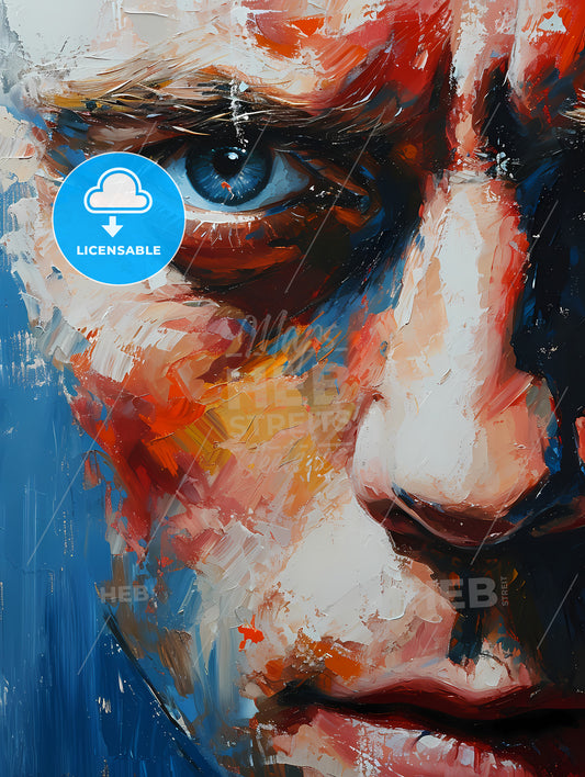 Hal 9000 Portrait With Colorful Background, A Close Up Of A Man's Face