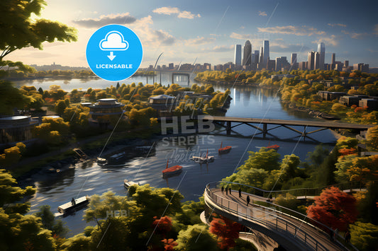 Reimagine Boston, A Bridge Over A River With Trees And Buildings