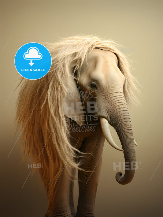 An Elephant Covered With Long Slender Hair, An Elephant With Long Hair