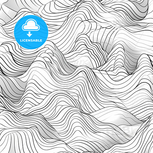 3D Mountain Range, A Black And White Wavy Lines
