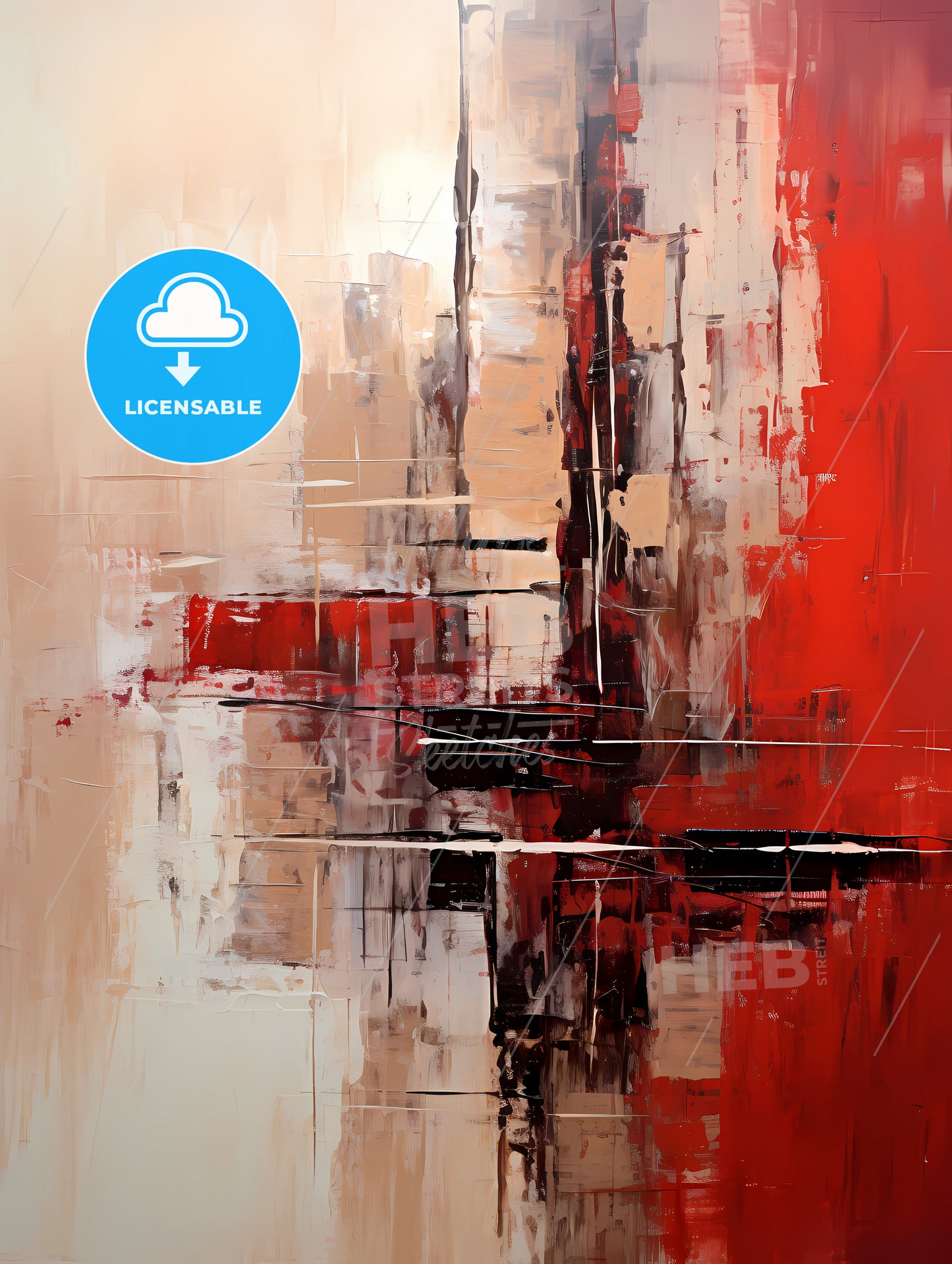 A Painting Of Cities In Reds And Browns, A Painting Of A Red And White Wall