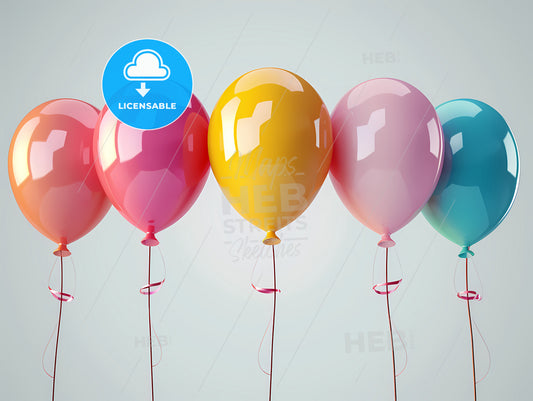 Colorful Birthday Party Balloons, A Group Of Balloons In Different Colors