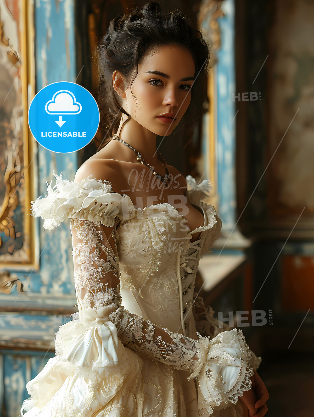 A Woman With Feathers, A Woman In A White Dress