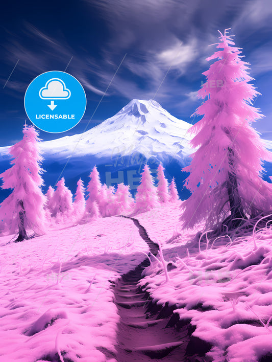 A Magnificent Snow Mountain, A Path Through A Snowy Mountain