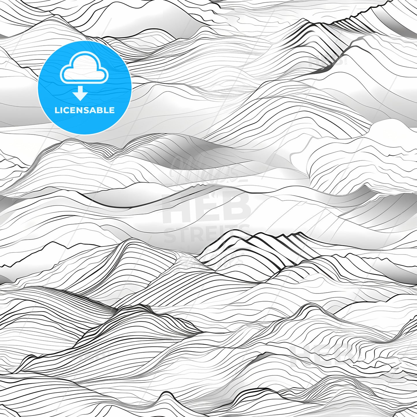 3D Mountain Range, A Black And White Image Of Mountains