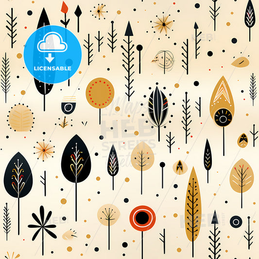 Black And Ivory, A Pattern Of Trees And Plants