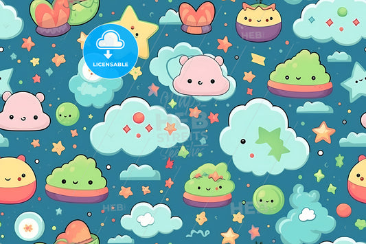 Fantasy Background, A Pattern Of Cartoon Objects