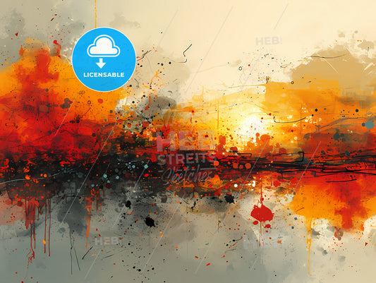 Abstract Finance Art Illustration Background, A Painting Of A Sunset