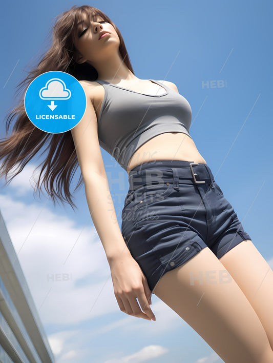 Full Body Font View Angle, A Woman Posing For A Picture