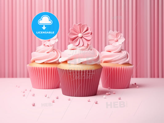 Background Cupcake, A Group Of Cupcakes With Pink Frosting And Flowers