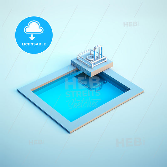 Power Shot Of Tiny Swiming Pool Icon, A Blue Pool With A Metal Object On Top