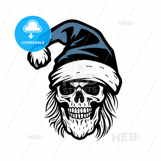 A Pirate Skeleton With Christmas Hat, A Skull Wearing A Santa Hat