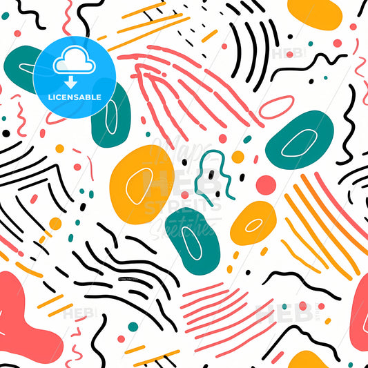 Colorful Line Doodle Seamless Pattern, A Colorful Pattern With Lines And Dots