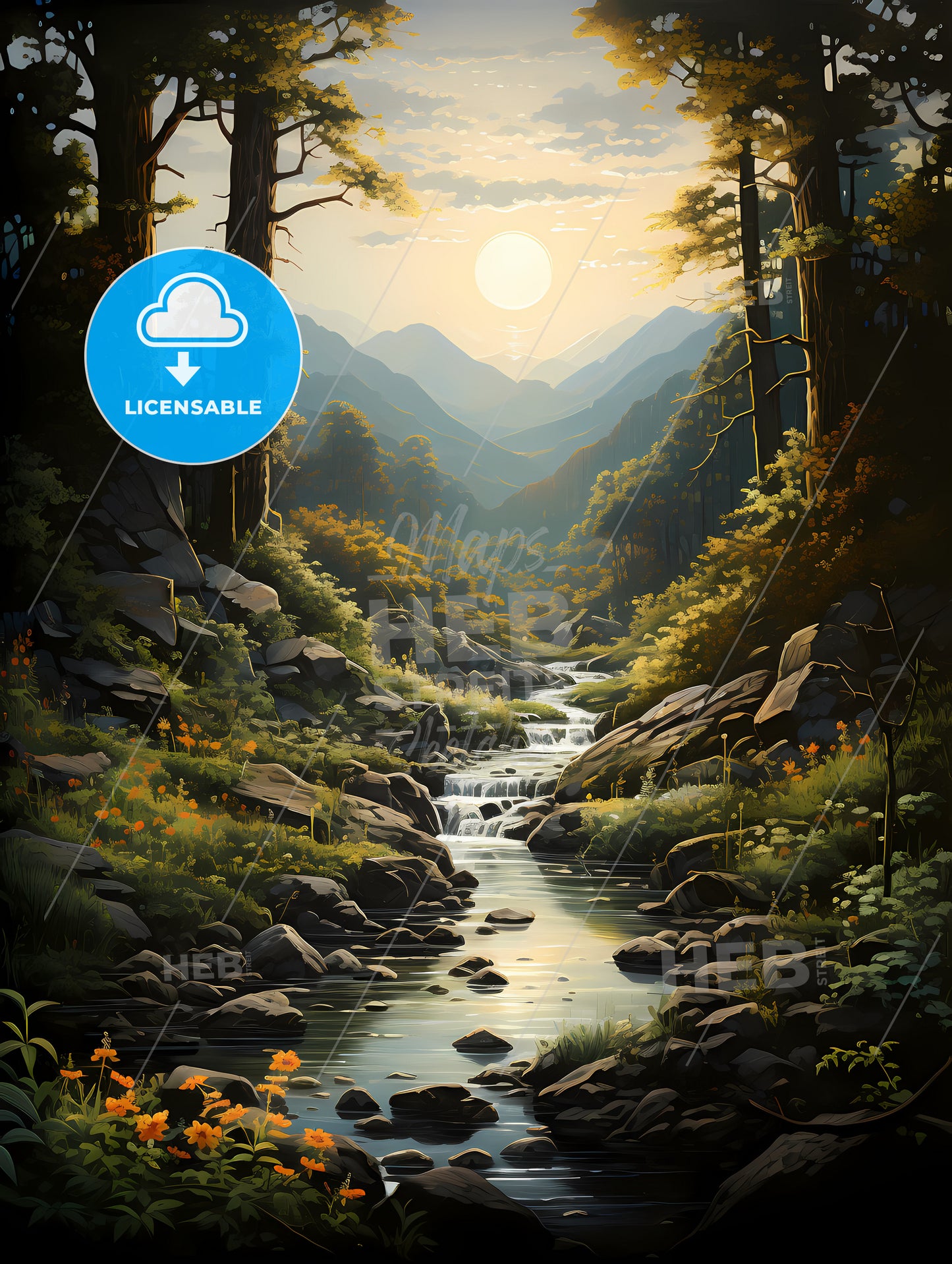 Great Smoky National Park, A River Running Through A Forest