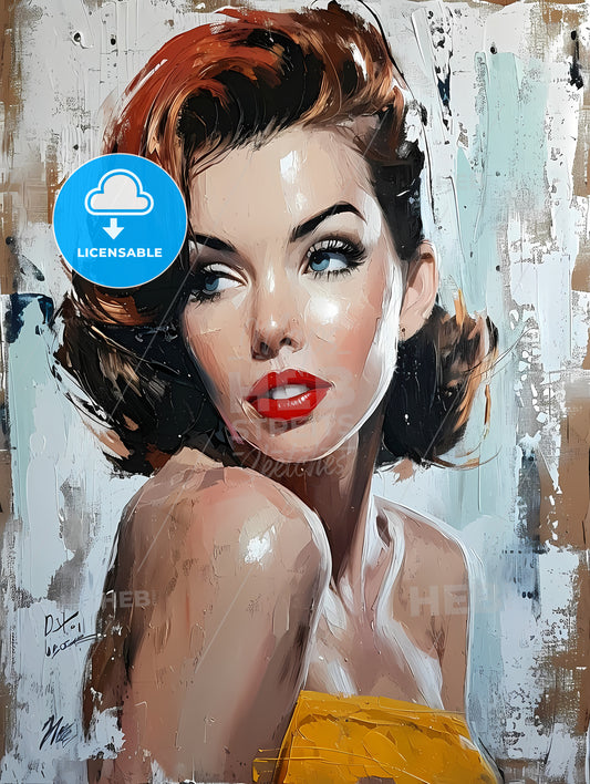 Phyllis Dietrichson Portrait With Colorful Background, A Painting Of A Woman