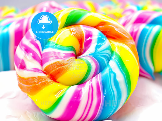 Vintage 1950S American Candy Wrapper, A Close Up Of A Colorful Swirl Candy