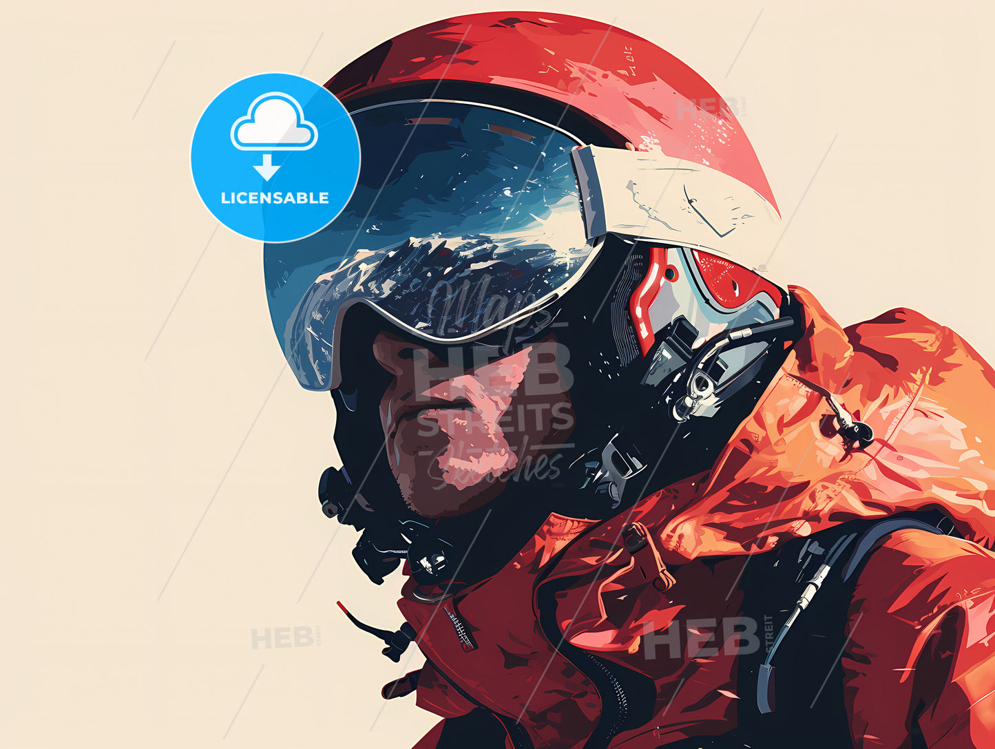 A Travel Poster With A Skier, A Person Wearing A Helmet And Goggles