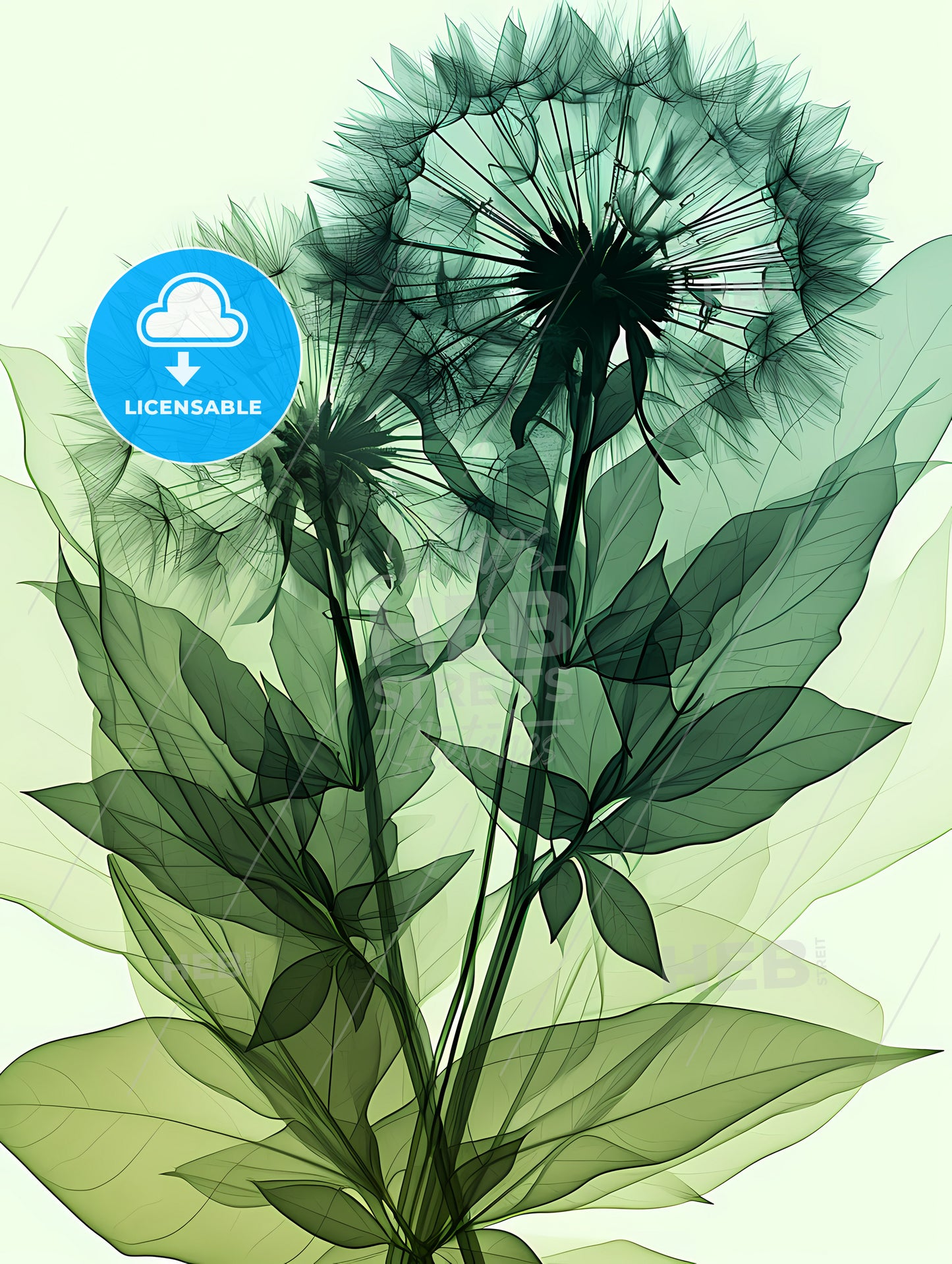 On A Light Green Background, A Close Up Of A Flower