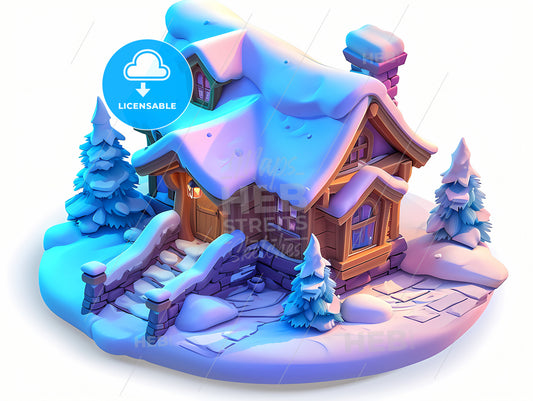 Temporary Rental Icon Set, A Cartoon House With Snow On It