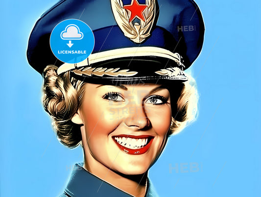 Vintage Chewing Gum Card, A Woman In A Blue Hat