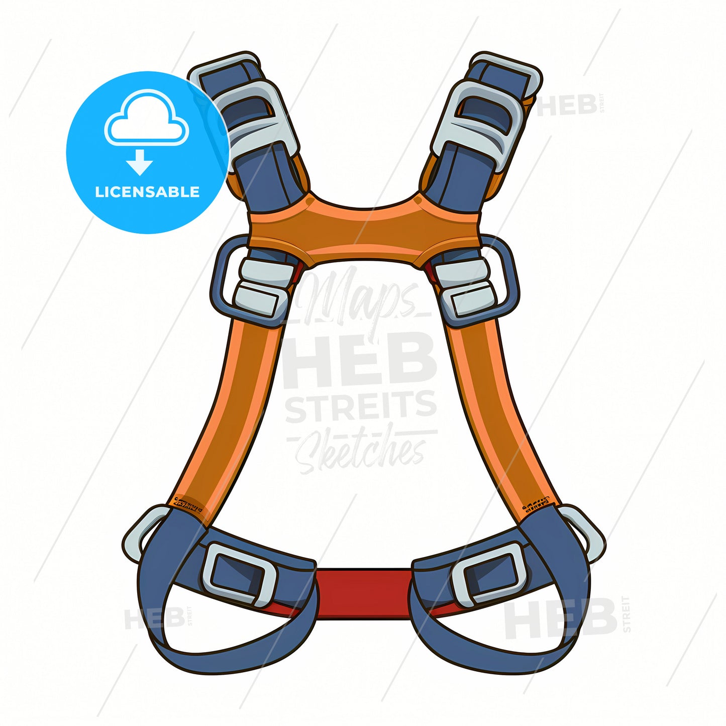 A Climbing Harness, A Blue And Orange Harness