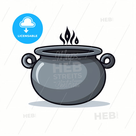 A Witch Cauldren Pot With Gray, A Cartoon Of A Pot