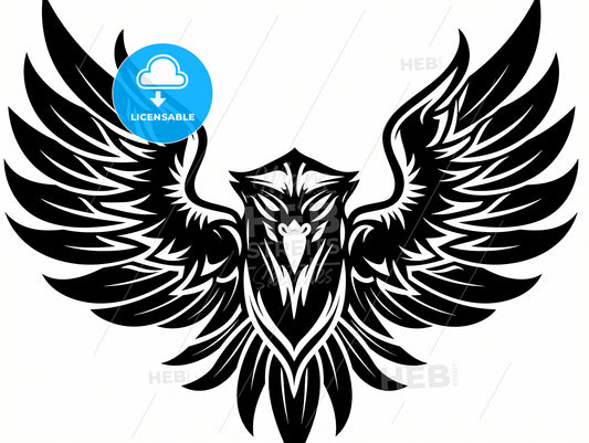 Set Of Eagle Or Angel Wings, A Black And White Image Of An Eagle