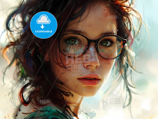 Cute Grateful-Dead Festival Girl, A Woman With Green Eyes Wearing Glasses