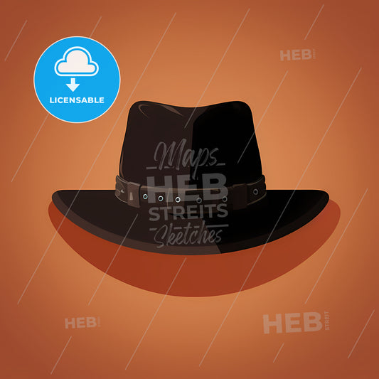 Cowboy Hat Sholhouette, A Black Hat With A Leather Belt