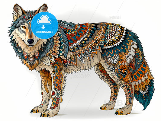Wolf, A Colorful Wolf With Patterns