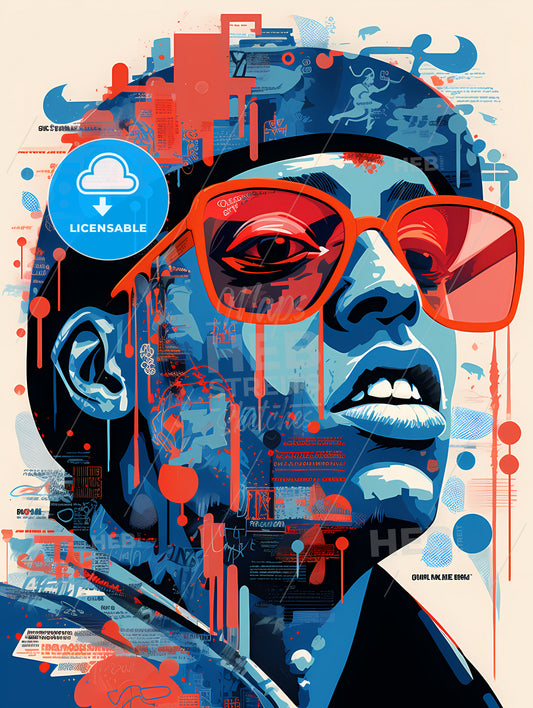 Illustration Of 1979 Rap Song, A Man Wearing Sunglasses And Hat