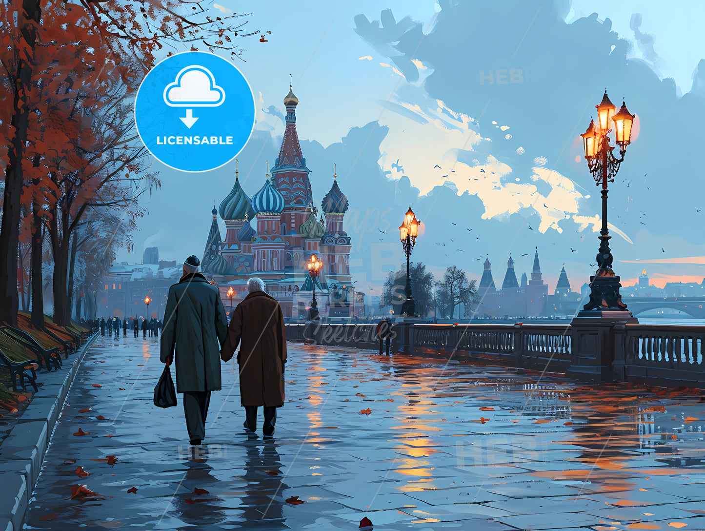 Tshirt Design Minimalist, A Couple Of People Walking On A Wet Street