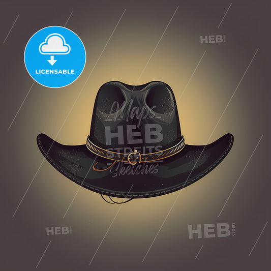 Cowboy Hat Sholhouette, A Black Cowboy Hat With A Brown Band