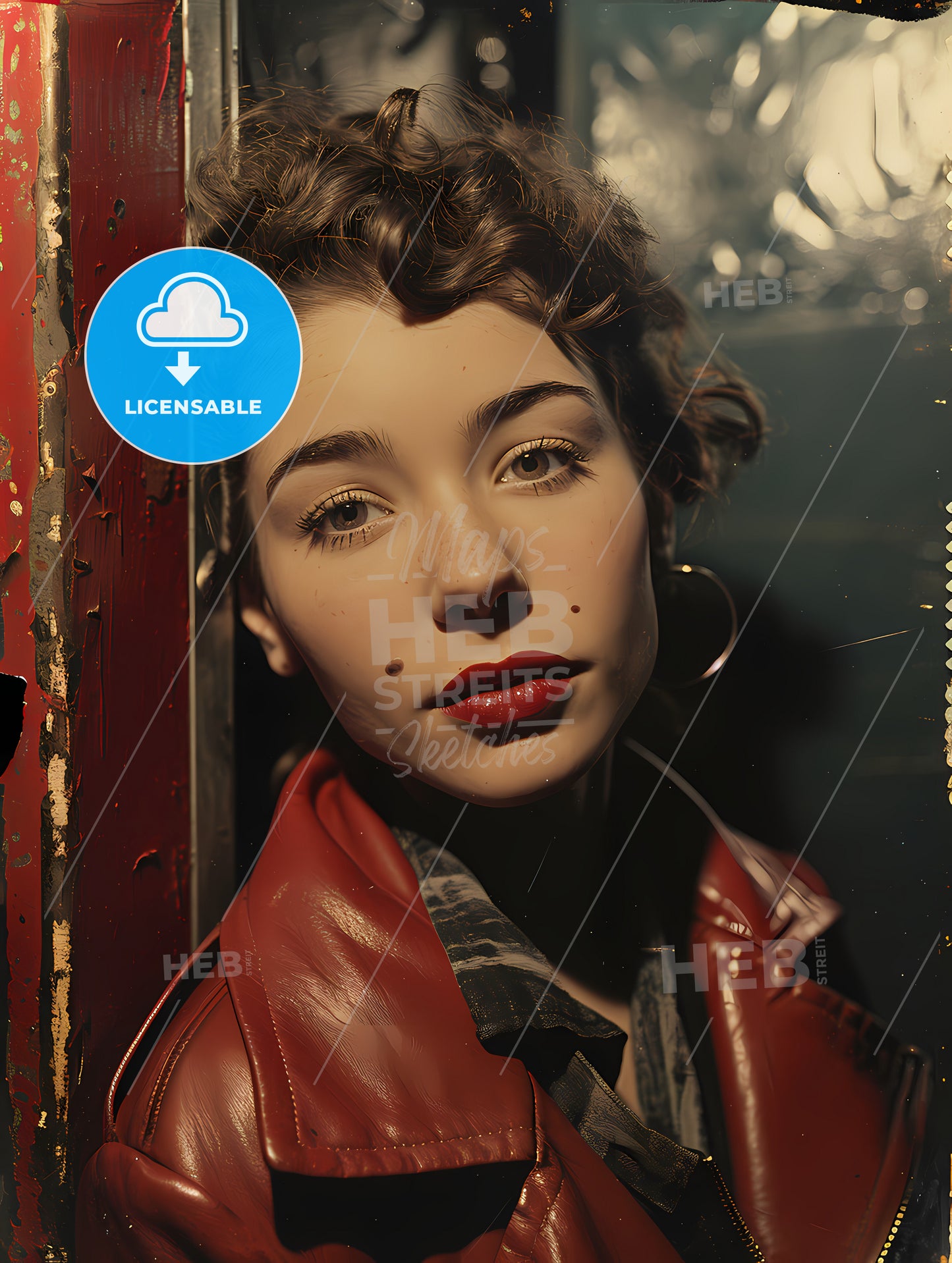 Shes Making Silly Faces, A Woman With Red Lipstick And Curly Hair