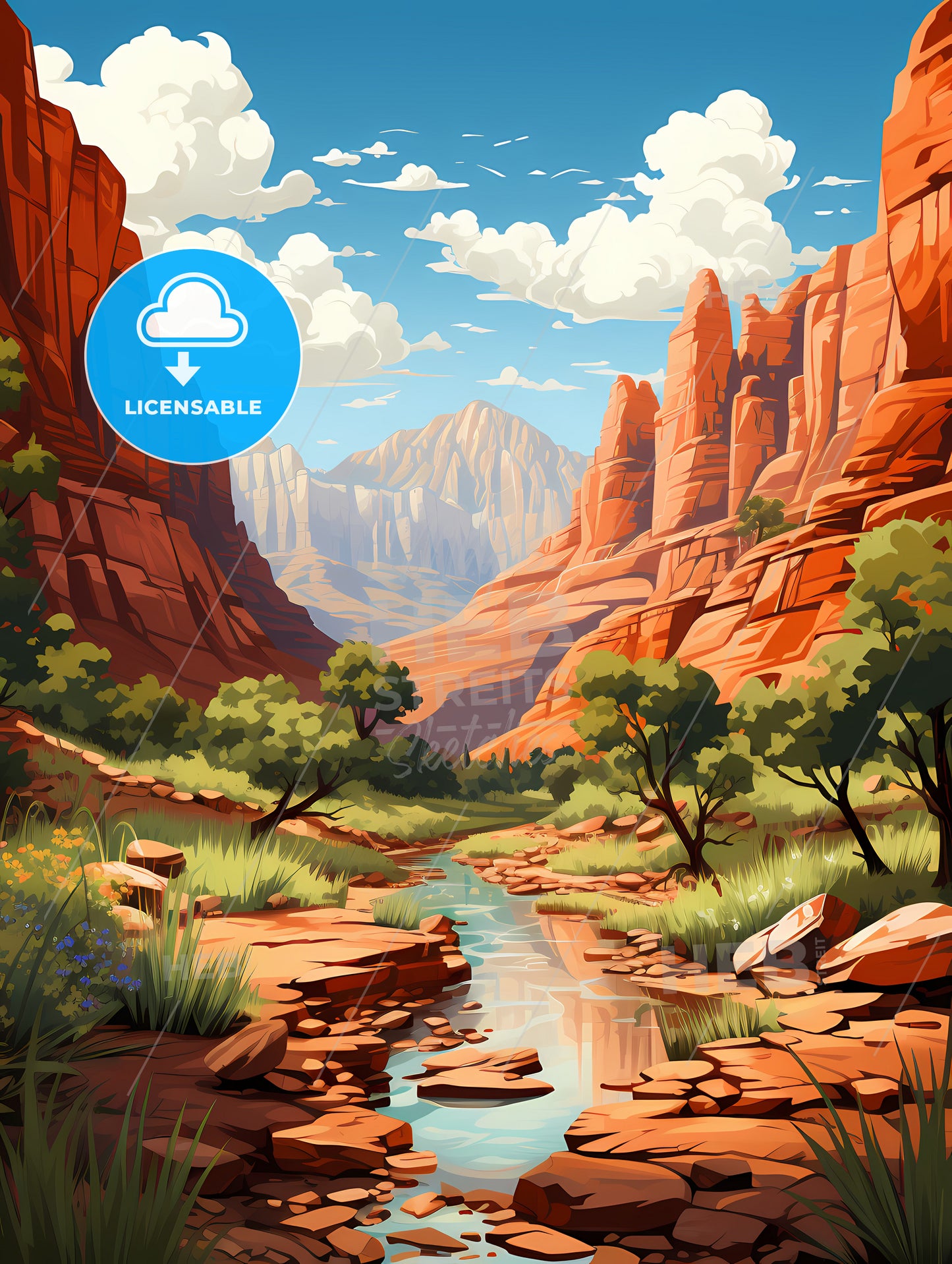 Zion Utah National Park, A River Running Through A Canyon