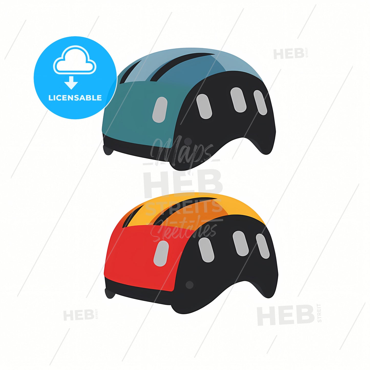 A Climbing Helmet, A Couple Of Colorful Objects